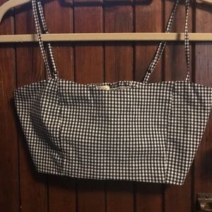 Brandy Melville gingham spaghetti strap crop top